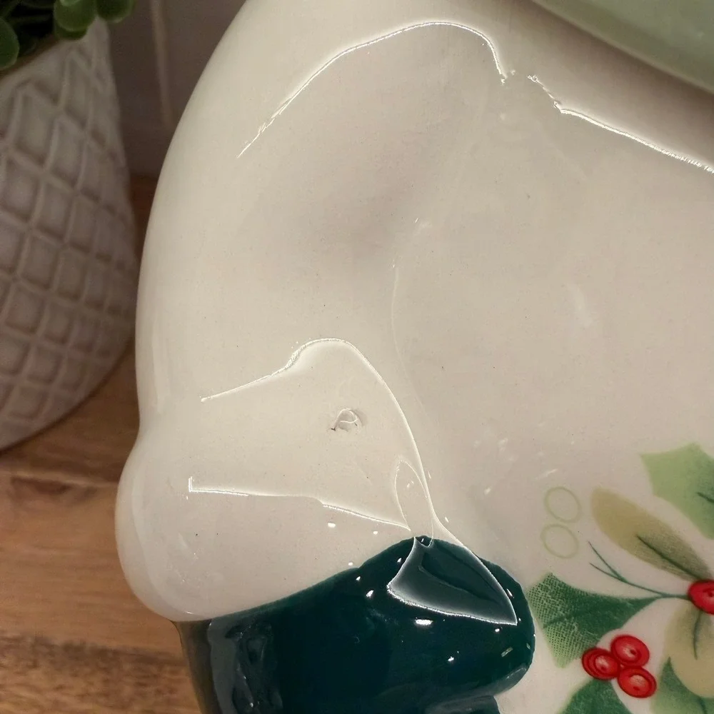 Pfaltzgraff Cookie Jar Winterberry Snowman Ceramic‎ Holiday  Christmas Decor